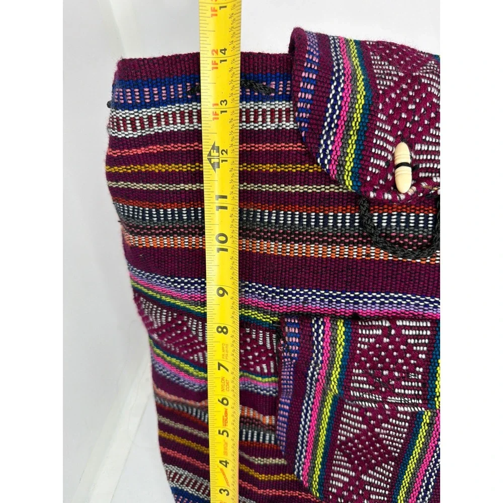 Artesanias Pinzon Woven Backpack Multi Color Striped Boho Bag Made in Mexico
